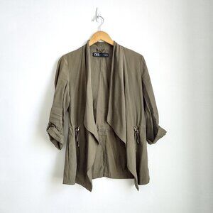 ZARA Khaki Olive Green Drape Jacket